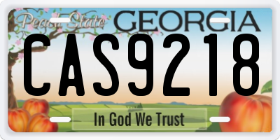 GA license plate CAS9218