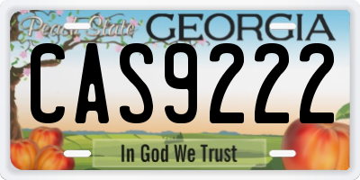 GA license plate CAS9222