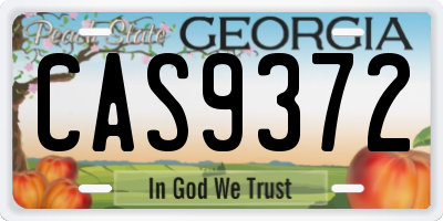 GA license plate CAS9372