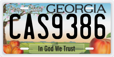 GA license plate CAS9386