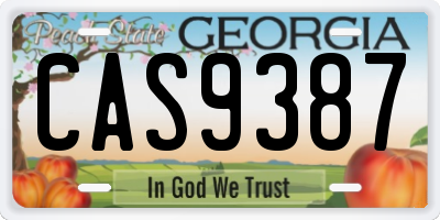 GA license plate CAS9387