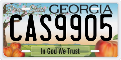 GA license plate CAS9905