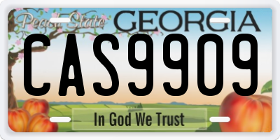 GA license plate CAS9909