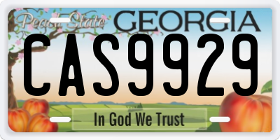 GA license plate CAS9929