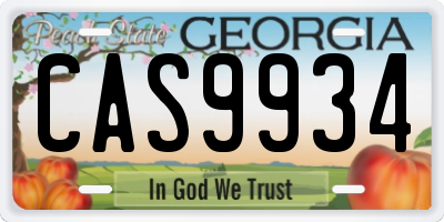 GA license plate CAS9934