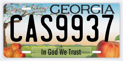 GA license plate CAS9937