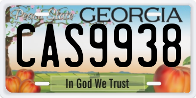 GA license plate CAS9938