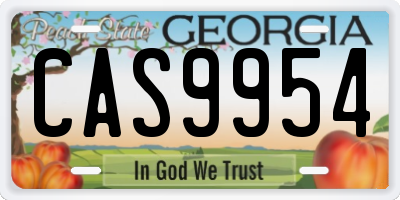 GA license plate CAS9954