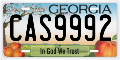GA license plate CAS9992