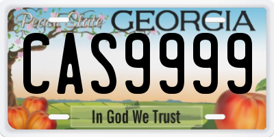 GA license plate CAS9999