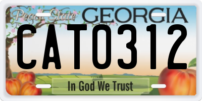 GA license plate CAT0312