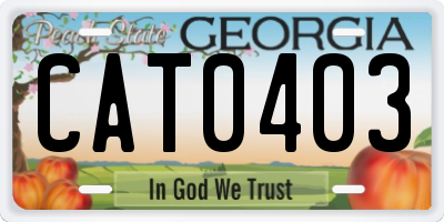 GA license plate CAT0403