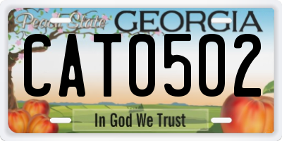 GA license plate CAT0502