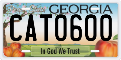 GA license plate CAT0600