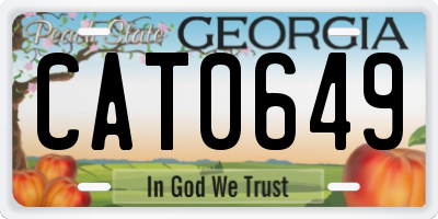 GA license plate CAT0649