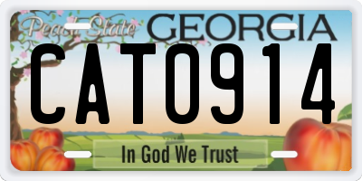 GA license plate CAT0914