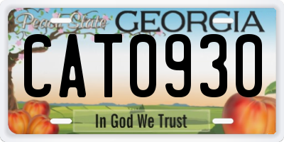 GA license plate CAT0930
