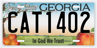 GA license plate CAT1402
