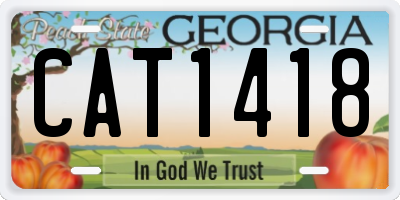 GA license plate CAT1418
