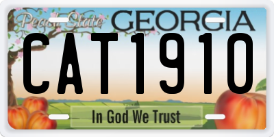 GA license plate CAT1910