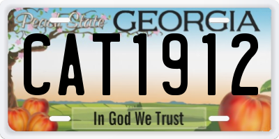 GA license plate CAT1912