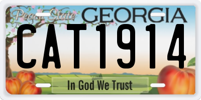 GA license plate CAT1914