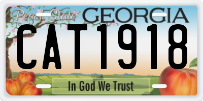 GA license plate CAT1918