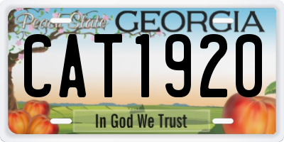 GA license plate CAT1920