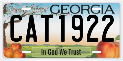 GA license plate CAT1922