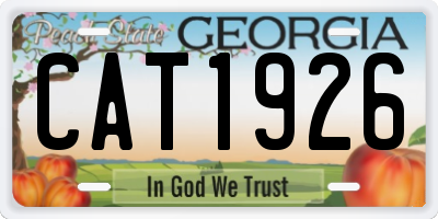 GA license plate CAT1926
