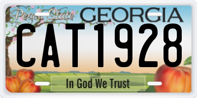 GA license plate CAT1928