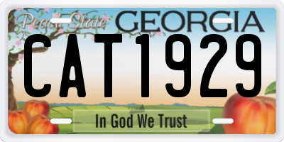GA license plate CAT1929
