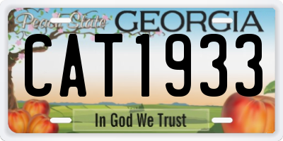 GA license plate CAT1933