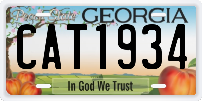 GA license plate CAT1934