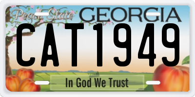 GA license plate CAT1949