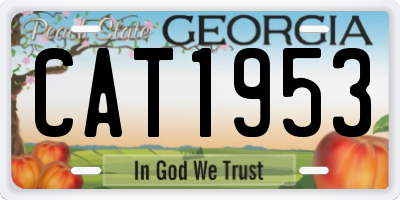 GA license plate CAT1953