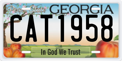 GA license plate CAT1958