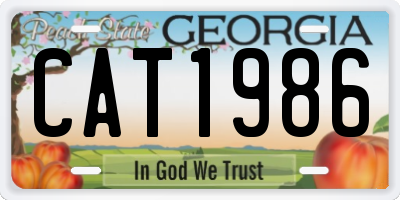 GA license plate CAT1986