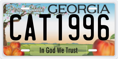 GA license plate CAT1996
