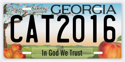 GA license plate CAT2016