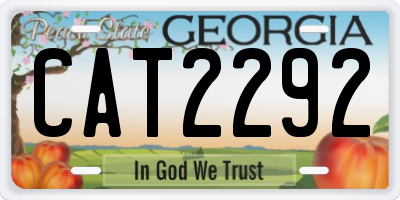 GA license plate CAT2292