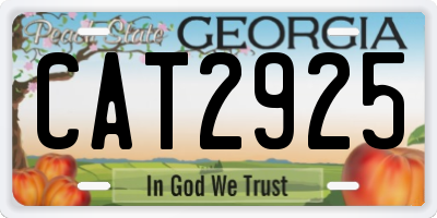 GA license plate CAT2925