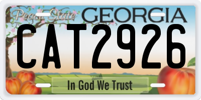 GA license plate CAT2926