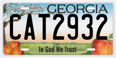 GA license plate CAT2932