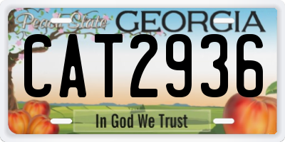 GA license plate CAT2936