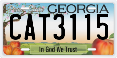 GA license plate CAT3115
