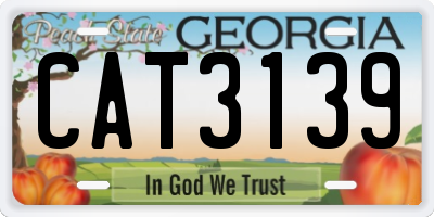 GA license plate CAT3139