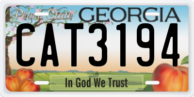 GA license plate CAT3194