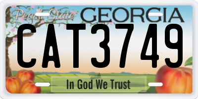 GA license plate CAT3749
