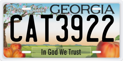 GA license plate CAT3922